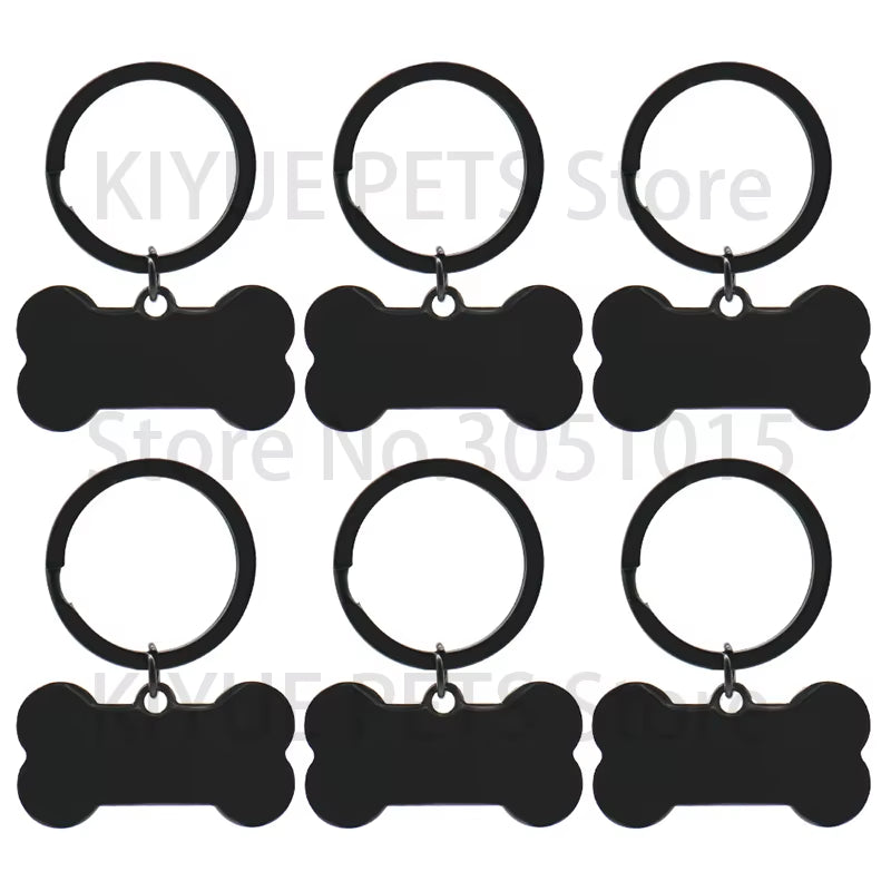10 Pcs Blank Tag Stainless Steel Bone Keychain for DIY Custom Logo Tag Pet Dog Tag Collar Pet Accessoriess Charm