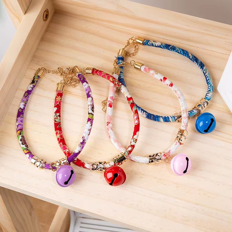 New Cat Bell Collar Cat Vintage Style Dog Rabbit Kitten Collar Retractable Japanese Style Wind Bell Collar Bohemian Pet Supplies