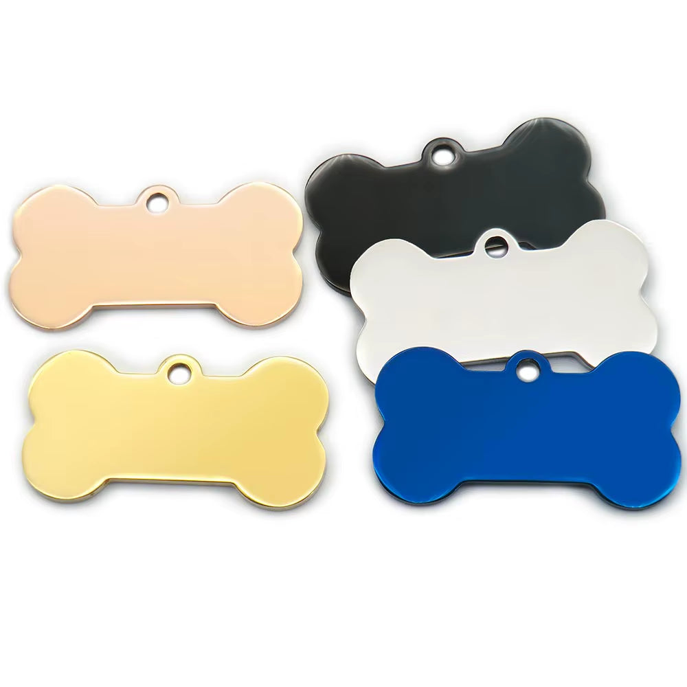 10 Pcs Blank Tag Stainless Steel Bone Keychain for DIY Custom Logo Tag Pet Dog Tag Collar Pet Accessoriess Charm