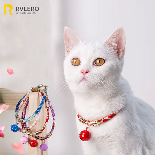 New Cat Bell Collar Cat Vintage Style Dog Rabbit Kitten Collar Retractable Japanese Style Wind Bell Collar Bohemian Pet Supplies