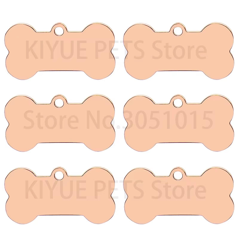 10 Pcs Blank Tag Stainless Steel Bone Keychain for DIY Custom Logo Tag Pet Dog Tag Collar Pet Accessoriess Charm