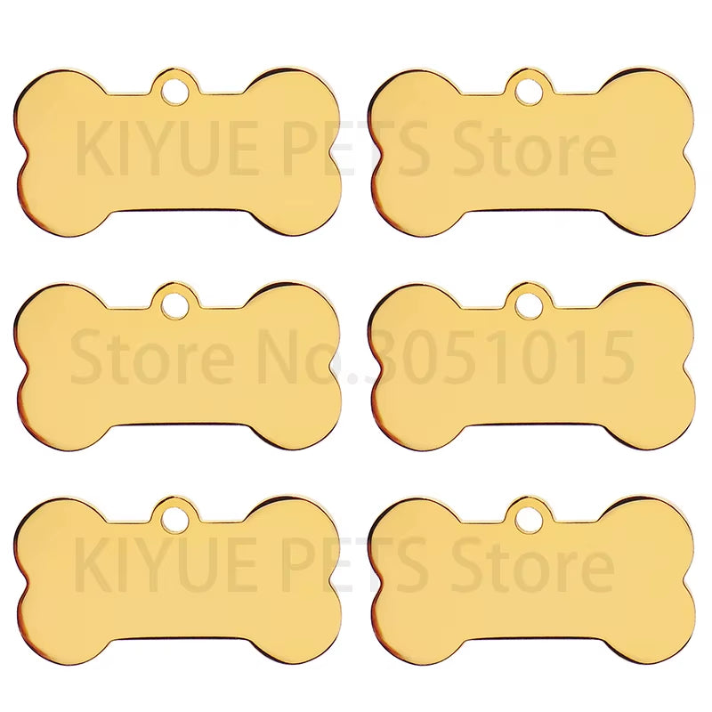 10 Pcs Blank Tag Stainless Steel Bone Keychain for DIY Custom Logo Tag Pet Dog Tag Collar Pet Accessoriess Charm