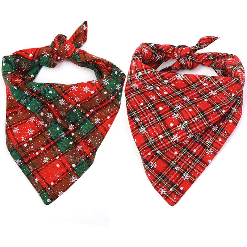 Christmas Red Plaid Dog Bandanas Large Pet Scarf Pet Bandana for Dog Cotton Washable Collar Cat Dog Scarf Large Dog Accessories