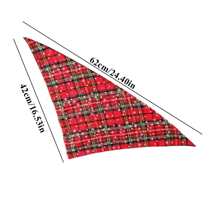 Christmas Red Plaid Dog Bandanas Large Pet Scarf Pet Bandana for Dog Cotton Washable Collar Cat Dog Scarf Large Dog Accessories