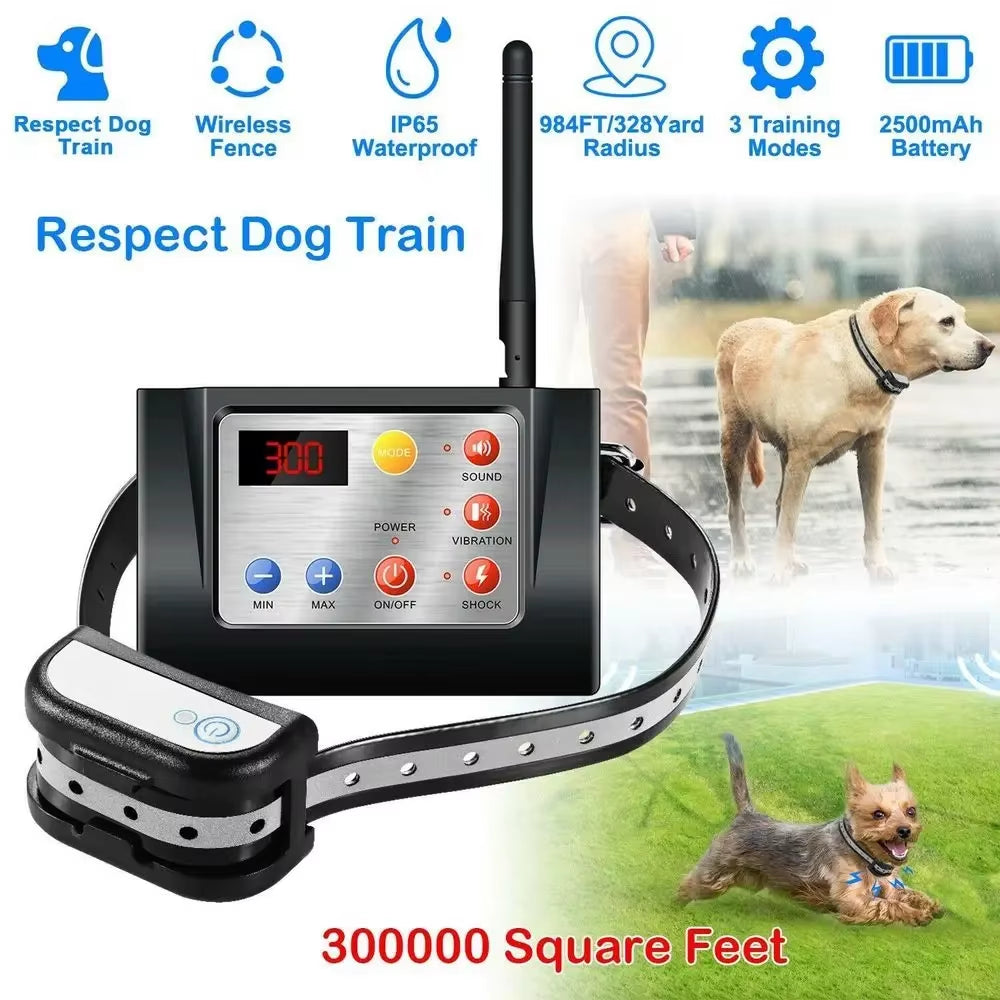 Dog Fence Wireless & Training Collar Outdoor 2-In-1, Electric Wireless Fence W/Remote, Adjustable Range, Waterproof, Reflective
