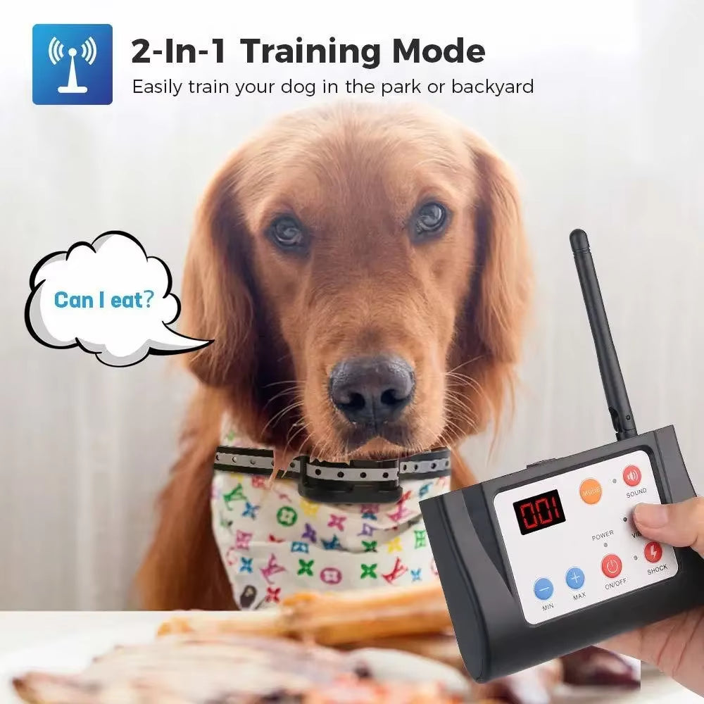 Dog Fence Wireless & Training Collar Outdoor 2-In-1, Electric Wireless Fence W/Remote, Adjustable Range, Waterproof, Reflective