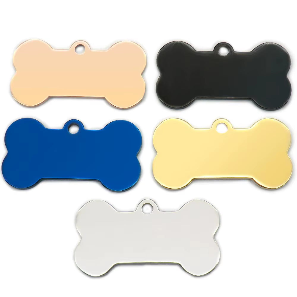 10 Pcs Blank Tag Stainless Steel Bone Keychain for DIY Custom Logo Tag Pet Dog Tag Collar Pet Accessoriess Charm