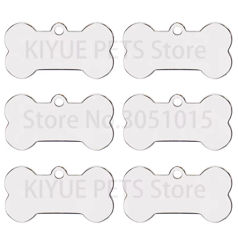 10 Pcs Blank Tag Stainless Steel Bone Keychain for DIY Custom Logo Tag Pet Dog Tag Collar Pet Accessoriess Charm