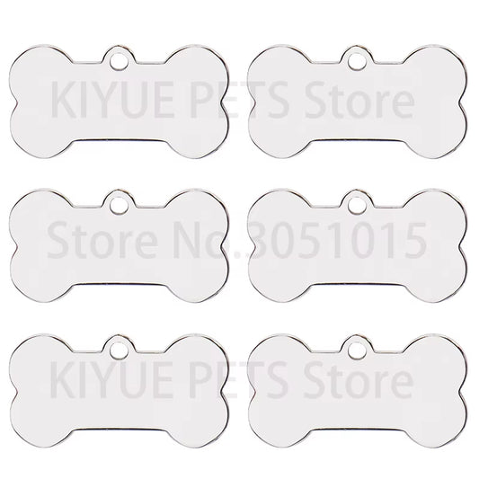 10 Pcs Blank Tag Stainless Steel Bone Keychain for DIY Custom Logo Tag Pet Dog Tag Collar Pet Accessoriess Charm