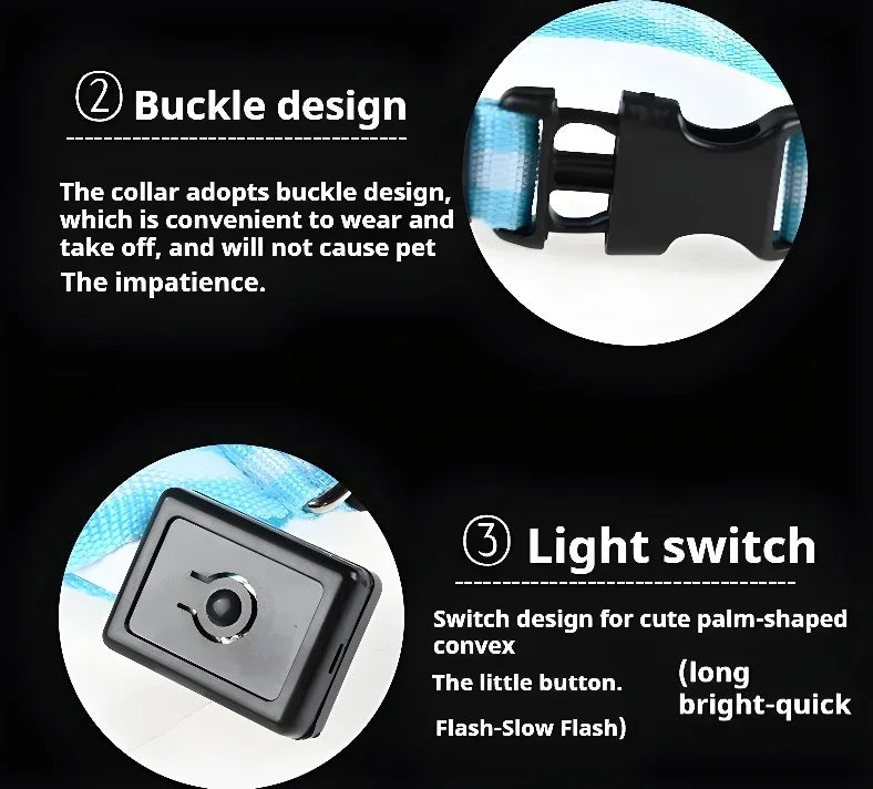Smart LED Glow Collar – Night Safety Light Collar for Dogs