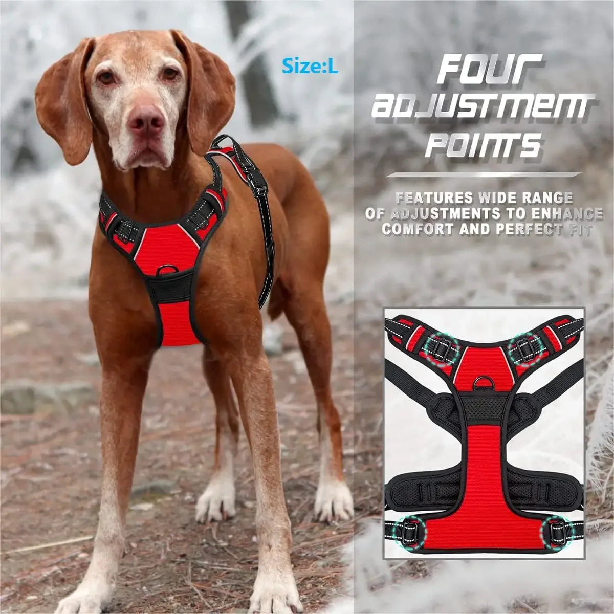 No-Pull Adjustable Dog Harness with Reflective Straps – Comfort & Control for Safe Dog Walking