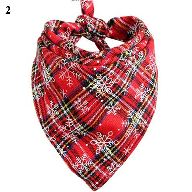 Christmas Red Plaid Dog Bandanas Large Pet Scarf Pet Bandana for Dog Cotton Washable Collar Cat Dog Scarf Large Dog Accessories
