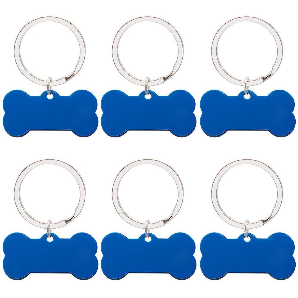 10 Pcs Blank Tag Stainless Steel Bone Keychain for DIY Custom Logo Tag Pet Dog Tag Collar Pet Accessoriess Charm